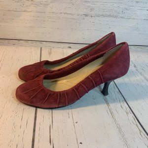 Tahari Maroon Velvet Kitten Heel shoes
